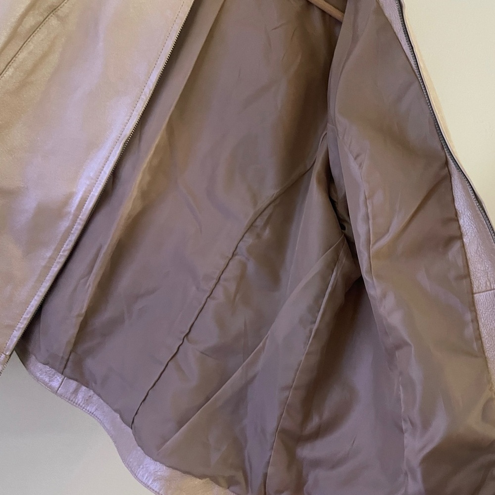 Dialogue Gold Women's Leather Jacket Chic Classic Work - Picture 7 of 11